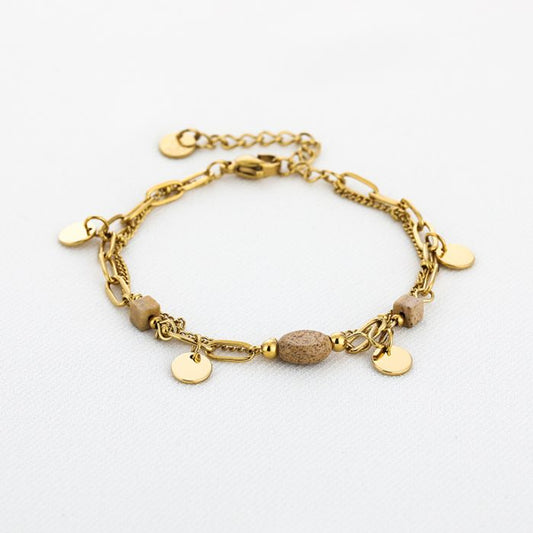 Armband 2 laags beige