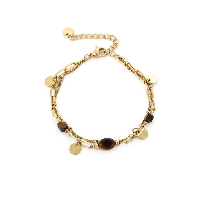 Armband 3 laags bruin