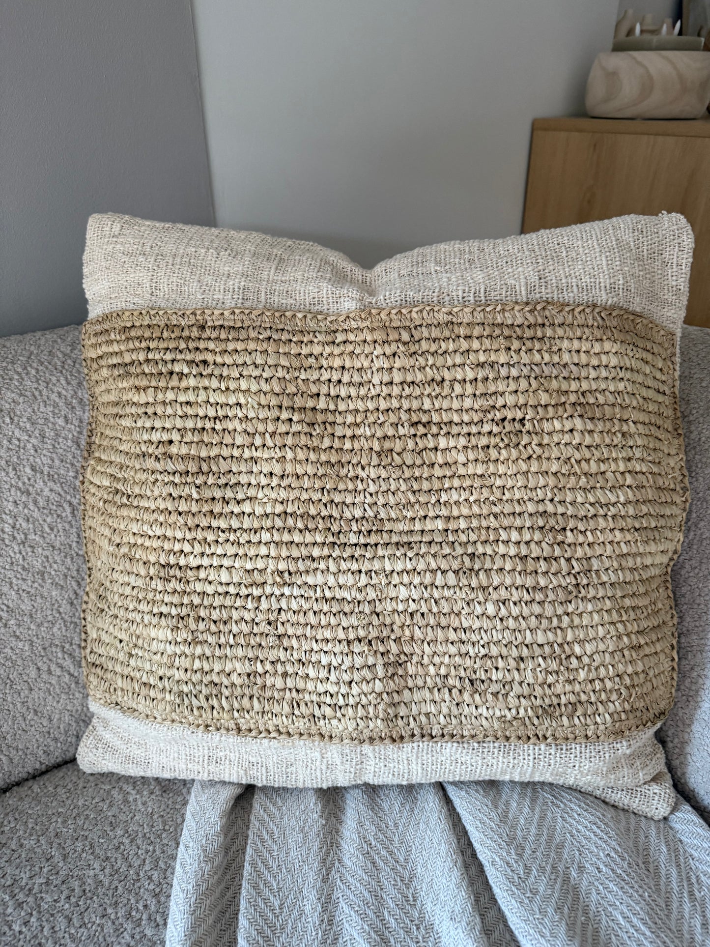 Raffia kussenhoes
