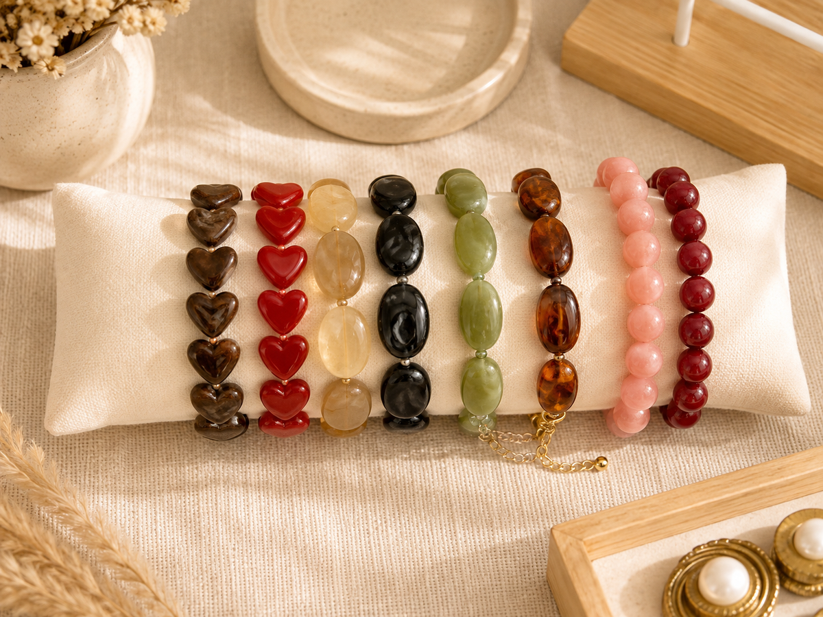 Armband hartjes rood