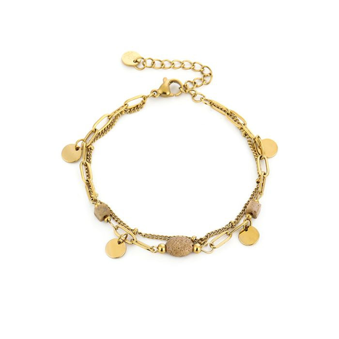 Armband 2 laags beige