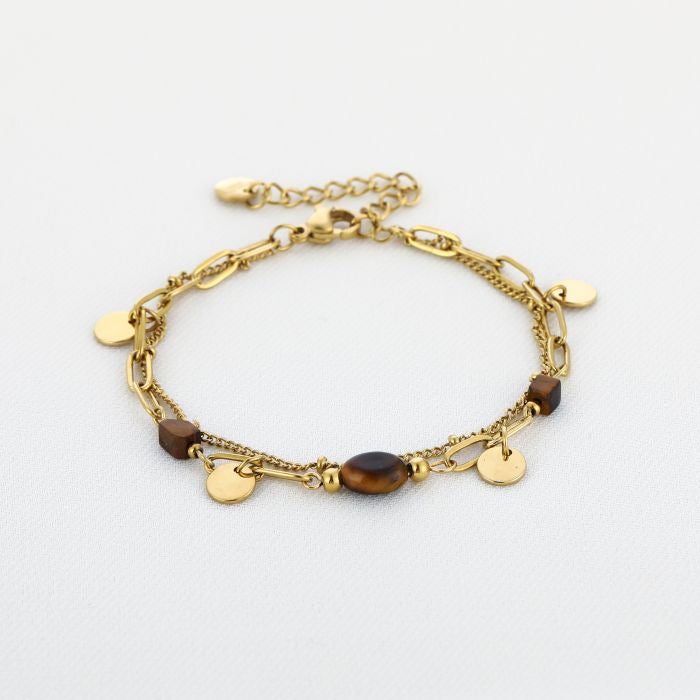 Armband 3 laags bruin