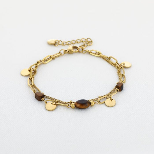 Armband 3 laags bruin