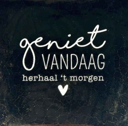 Tegeltje ‘geniet vandaag, herhaal ‘t morgen’