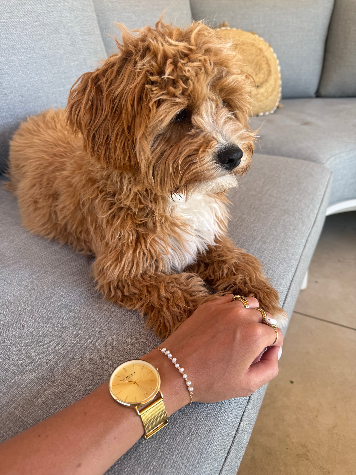 Goudkleurig armbandje met parels